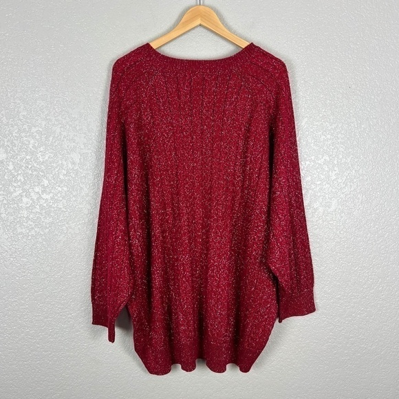 Athleta NWT Crossroads Crew Sweater, Decadent Red Metallic 3X - Winter, Holiday - Picture 6 of 12